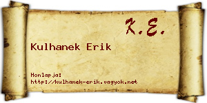 Kulhanek Erik névjegykártya
